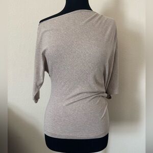 Moda International Off-Shoulder Light Beige Sweater Medium